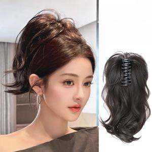 로우 타이 치킨 헤어 번 합성 가발 그랩 클립 업도 꽃봉오리 헤드 스트라이프 대장 고급 헤어 액세서리