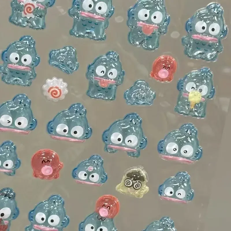 Sanrio Hangyodon Kawaii 만화 3D 구호 귀여운 스티커 어린이와 소녀 장식 스티커 생일 선물 크리 에이 티브 주변 장치