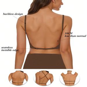 여성용 심리스 백리스 브라, 백리스 스트랩리스 속옷, 여름 브라, 웨딩드레스용 브라