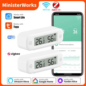 Tuya WiFi Zigbee 3.0 온도 습도 센서 습도계 온도계 App 원격 모니터 Yandex Alexa SmartLife와 함께 작동