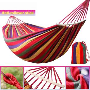 캠핑 야외 및 실내 사용에 적합한 매트리스 파란색과 빨간색 줄무늬 스트랩과 보관 가방이 있는 휴대용 해먹