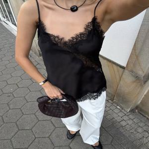 토시 레이스 프린트 V넥 캐미솔 여성 패치워크 백리스 섹시 여름 2025 패션 크롭 Y2k 탑 여성 레이스 탱크탑 티