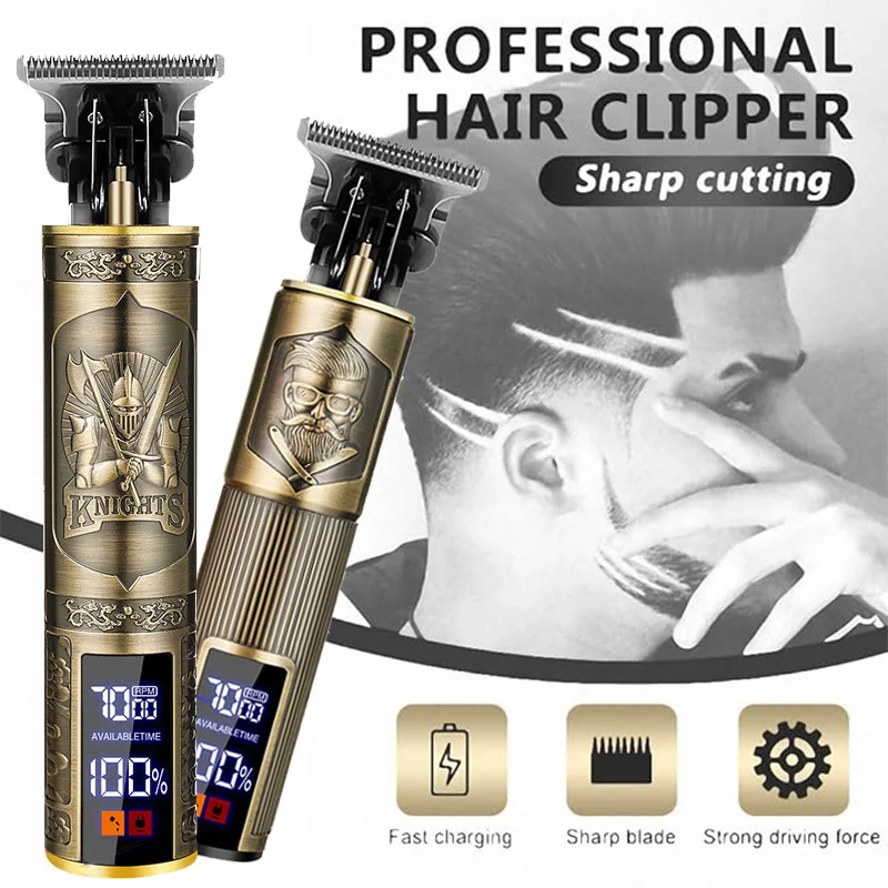 T9 Carving 빈티지 헤어 클리퍼 남성용 손질 필수 도구 USB 고속 충전식 수염 헤어 트리머 정확한 면도 제공