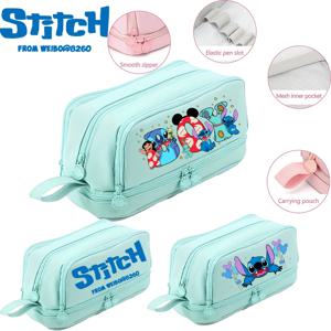 디즈니 스티치 문구 상자 크리에이티브 소녀 소년 대용량 수납 화장품 필통 귀엽고 심플한 펜 가방 필통 어린이 선물