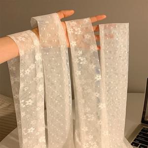 여름 여성용 긴 레이스 폴카 도트 꽃무늬 넥타이 스카프 다용도 장식용 넥 스트랩 한국 스타일 다기능 스카프