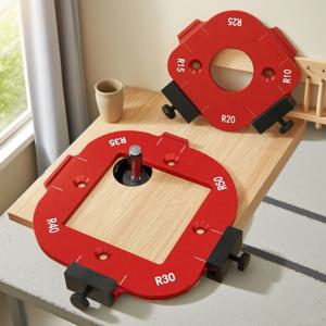 알루미늄 라운드 코너 반경 템플릿 세트 - 목공용 라우터 테이블 지그, 탈착식 클립이 있는 아크 절단 보조 장치, 크기 R10-R50