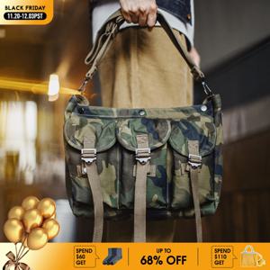 마덴 빈티지 남성용 전술 크로스바디 백, 위장 코튼 메신저 백, 대용량 아웃도어 정글 훈련 숄더 팩