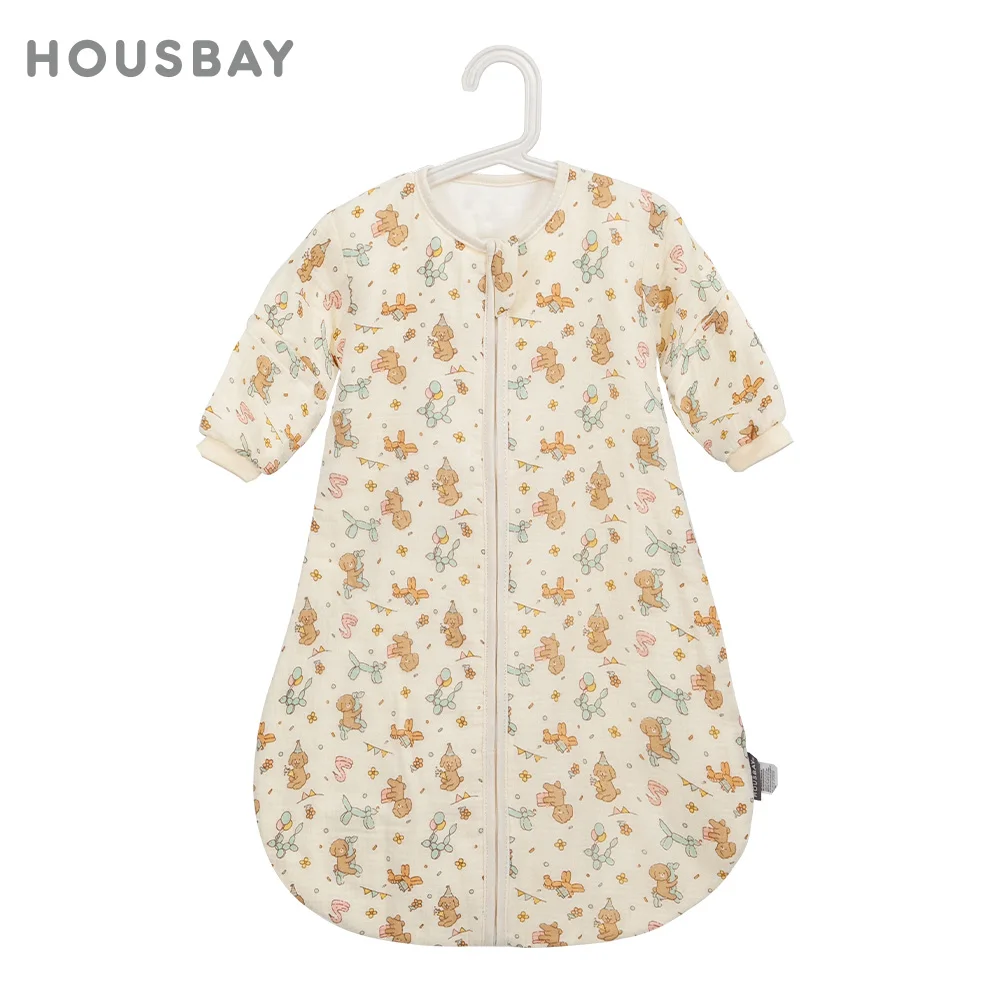 아기 침낭 탈착식 소매 얇은 통기성 거즈 코튼 3방향 지퍼 디자인 어린이용 침낭 0-24개월