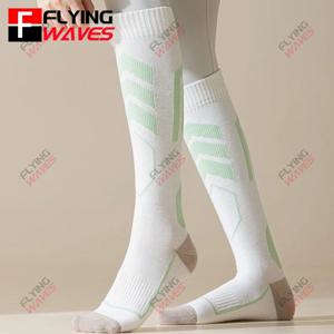 탄성 스키 양말 여성 겨울 열 따뜻한 두꺼운 스포츠 무릎 높이 양말 스키 스노우 보드 사이클링 하이킹 러닝 34-39