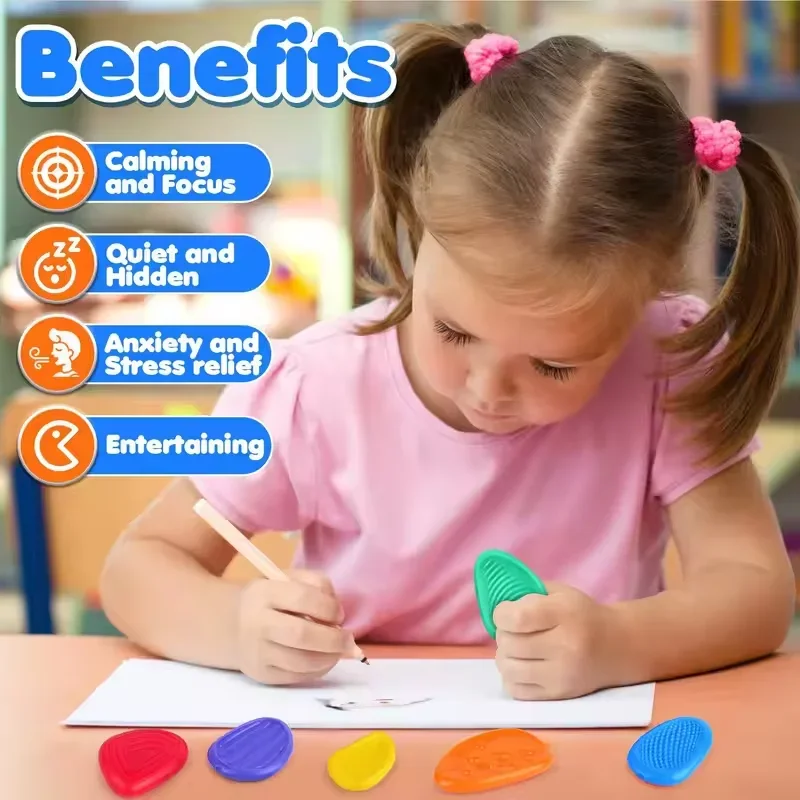 5/6/12개입 피젯 토이 성인용 감각 실리콘 팔찌 반지 돌 텍스처 자폐아용 진정 피젯 스트레스 완화 장난감