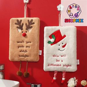 크리스마스 핸드 타월 걸이형 두꺼운 코랄 플리스 타월 주방 흡수성 빠른 건조 걸레 만화 핸드 타월