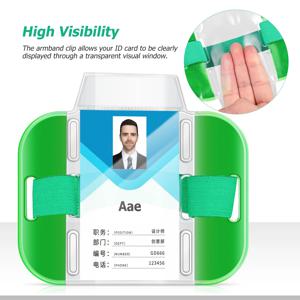 4개입 팔 배지 홀더 조절 가능한 ID 카드 암밴드 작업 보안 직원 이름표 홀더 휴대용 라이선스 배지 케이스