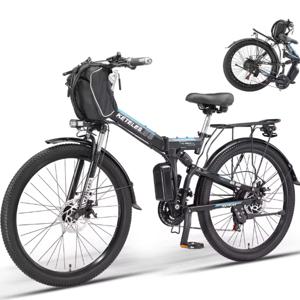 신형 2025 접이식 전기 자전거 960WH/48V 성인용 E-마운틴 바이크 26인치 MX300 풀 서스펜션 E-바이크 페달 어시스트 포함 KETELES