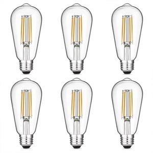 6PCS LED ST64 E27 2W 4W 6W 8W 10W 12W 4000K 흰색 따뜻한 Intage 에디슨 필라멘트 전구 디 밍이 가능한 E27 B22 110V 220V 에너지 조명 램프