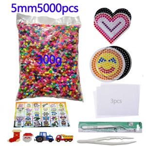 5000pcs 대형 5mm 하마 비즈 (2 템플릿 + 3 철 종이 + 2 핀셋) 미니 하마 퓨즈 비즈 Diy 어린이 교육 장난감