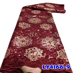 나이지리아 수용성 프랑스 레이스 원단과 스팽글 2025 파티 드레스에 대한 고품질 메쉬 자수 코드 원단