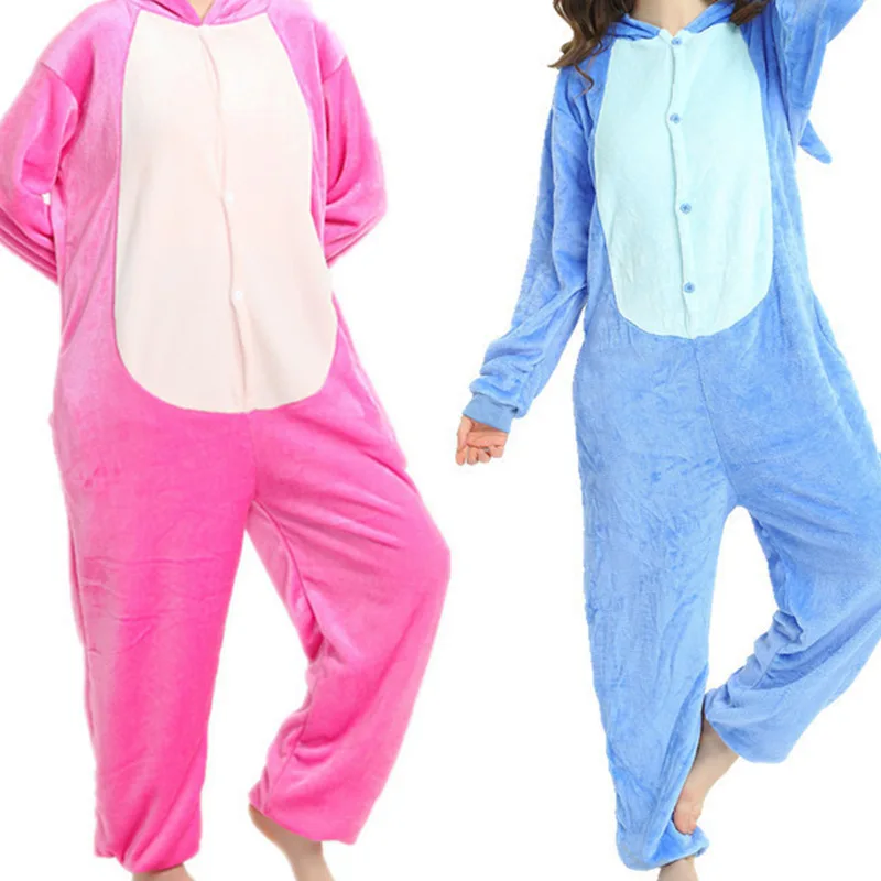 성인 플란넬 만화 동물 블루 핑크 성간 아기 원피스 잠옷 화장실 버전 어린이 쇼 Onesies 생일 선물