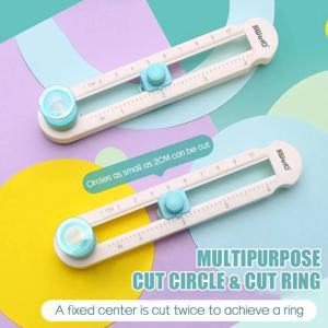 다기능 360 °   회전식 휴대용 원형 절단기 - 조정 가능한 파란색 손잡이, 사무실 및 학교 용품 포함