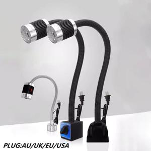 LED CNC 공작 기계 작업 램프 선반 110-220V 3/6/9W 구즈넥 워크샵 작업 조명 마그네틱 베이스 밀링 산업용 램프