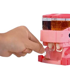 사랑스러운 어린이 공룡 테마 듀얼 워터 디스펜서 장난감 따뜻한/차가운 주스 마시는 분수는 상상력이 풍부한 주방 놀이 시간을 향상시킵니다.