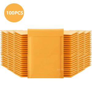 100pcs 패키지 배송 가방 패키지 크래프트 종이 소규모 비즈니스 용품 버블 메일러 포장 메일 링 메일러 사무실 학교