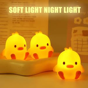 노란 오리 LED 야간 조명, 귀여운 동물, 어린이 생일 선물, 컴팩트 홈 침실 분위기, 침대 조명, 데스크탑 데스크 램프
