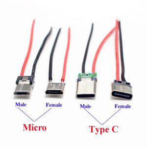 2/5Pcs 마이크로 USB Type-C 2Pin 수평/수직 2P 단순 납땜 남성 플러그인 보드 빠른 충전 USB-C 커넥터