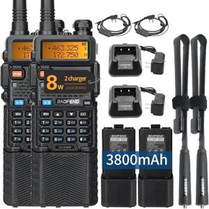 Baofeng UV-5R 8W 워키 토키 고출력 장거리 양방향 라디오 캠핑을위한 휴대용 통신 햄 라디오