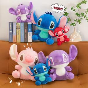 카와이 디즈니 릴로 & 스티치 커플 25CM 봉제 인형 장난감 귀여운 애니메이션 핑크 천사 모델 Stich 플러시 아기 장난감 어린이 생일 선물