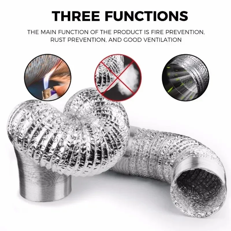 80/100/120/150/200mm 암호화 알루미늄 호일 환기 파이프 확장형 연기 튜브 주방 배출구 욕실 배기 팬