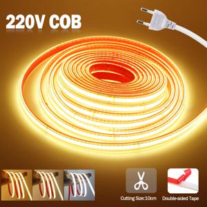 AC 220V COB 스트립, IP65 방수, 10cm 컷 240LED/M 3000K 4000K 6000K 홈 장식, 유연한 리본 로프 테이프 LED 조명