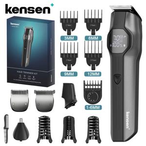 Kensen S30 4 in 1 무선 헤어 클리퍼 LED 디스플레이 남성 수염/코 트리머 충전식 이발사 그루밍 키트 헤어 커팅 머신