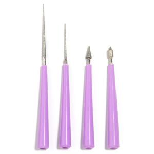 4 스타일 리머 비드 보라색 다이아몬드 진주 유리 구슬 리머 바늘 파일 세트 구슬 구멍 확대기 도구