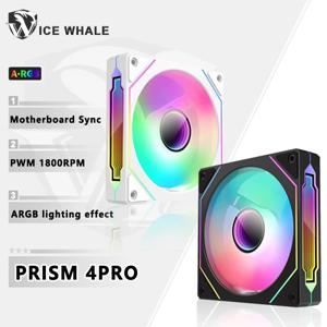 ICE 고래 프리즘 4 프로 PC 케이스 선풍기 120mm PWM 음소거 800-1800RPM 무한 미러 ARGB 마더보드 라이트 싱크 CPU 쿨러 환풍기