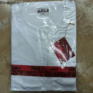 Eid 이슬람 Jubba Thobe 남자 라마단 자수 긴 가운 Kaftan 기모노 사우디 Musulman Abaya 두바이 아랍 터키 이슬람 의류