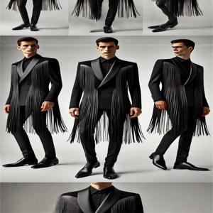 검은 술 남자 정장 세트 2 조각 블레이저 + 바지 바지 맞춤형 코튼 공식 오피스 자켓 댄스 파티 웨딩 턱시도 코트 복장