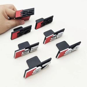 3D ABS 크롬 블랙 로고 S3 S4 S5 S6 S7 S8 엠블럼 자동차 앞 그릴 배지 아우디 S 3 4 5 6 7 8 자동 스타일링 액세서리