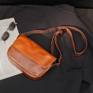 레트로 패션 Crossbody 가방 남자 작은 플랩 남자 Crossbody 가방 럭셔리 PU 가죽 어깨 메신저 가방 남성 슬링 핸드백
