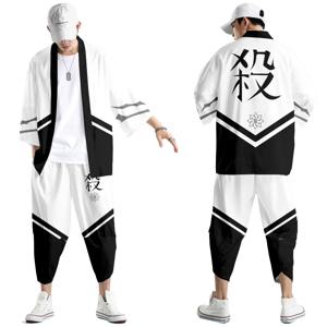 Shinazugawa Sanemi 스타일 3D 인쇄 일본 기모노 하오리 유카타 코스프레 패션 여름 캐주얼 멋진 짧은 Sle 애니메이션 의류