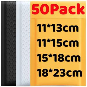 10-50Pack 크래프트 버블 메일러 자체 밀봉 종이 봉투 포장용 방수 쿠션 패딩 폼 배송 가방