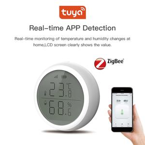 Tuya ZigBee 스마트 온도 및 습도 센서 LCD 디스플레이가있는 가정용 실내 온도계 Google 홈 Alexa Echo 음성 제어