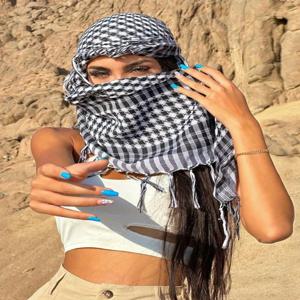 사막 사각형 헤드 스카프 아랍어 태양 보호 방풍 남여 술 목도리 스카프 Abaya 액세서리 Hijab 여성 베일 패션