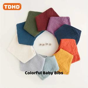 7개 TDHD 아기 턱받이 부드럽고 흡수성 침 및 버튼 클로저가 있는 먹는 턱받이, 혼합 색상, 유아 및 유아에게 이상적, |   단단한