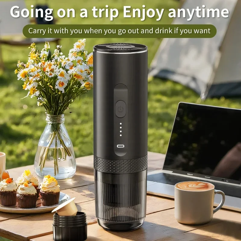 새로운 3 in 1 무선 휴대용 에스프레소 머신 캡슐 커피 파우더 여행용 커피 메이커 스마트 추출 무선 가열