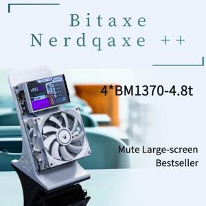 공장 Bitaxe NerdQaxe++ 4.8TH/s 비트코인 채굴기 4개 BM1370 Asic 칩 솔로 BTC 68W 2.4G WiFi 대형 화면