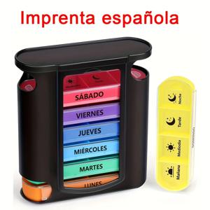 [스페인어 인쇄] 주간 약통 4회분, 대형 일일 약통 7일, 28칸 약통