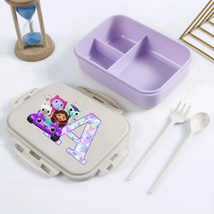 가비 인형의 집 벤토 도시락 귀여운 애니메이션 알파벳 A-Z 음식 보관 용기 어린이 학교 피크닉 도시락 사무실 저녁 식사 케이스 선물