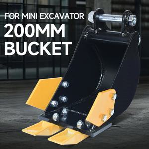 미니 굴삭기 200mm 버킷 고강도 스틸 백호 어태치먼트 (1-3톤 굴삭기용, 트렌칭, 파이프라인 시설, 조경 작업에 적합)