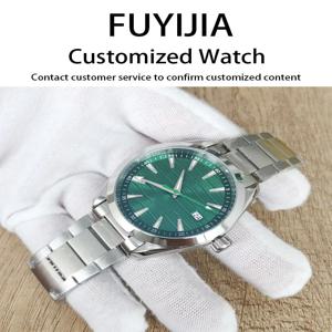 FUYIJIA 럭셔리 맞춤형 41MM 자동 기계식 시계 NH35 기계식 무브먼트 발광 포인터 달력 손목시계 스틸 시계