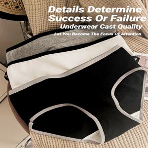 3Pcs 코튼 여성 팬티 삼각형 스포츠 스타일 미니멀리스트 소녀 속옷 중간 허리 일본식 화이트 블랙 여성